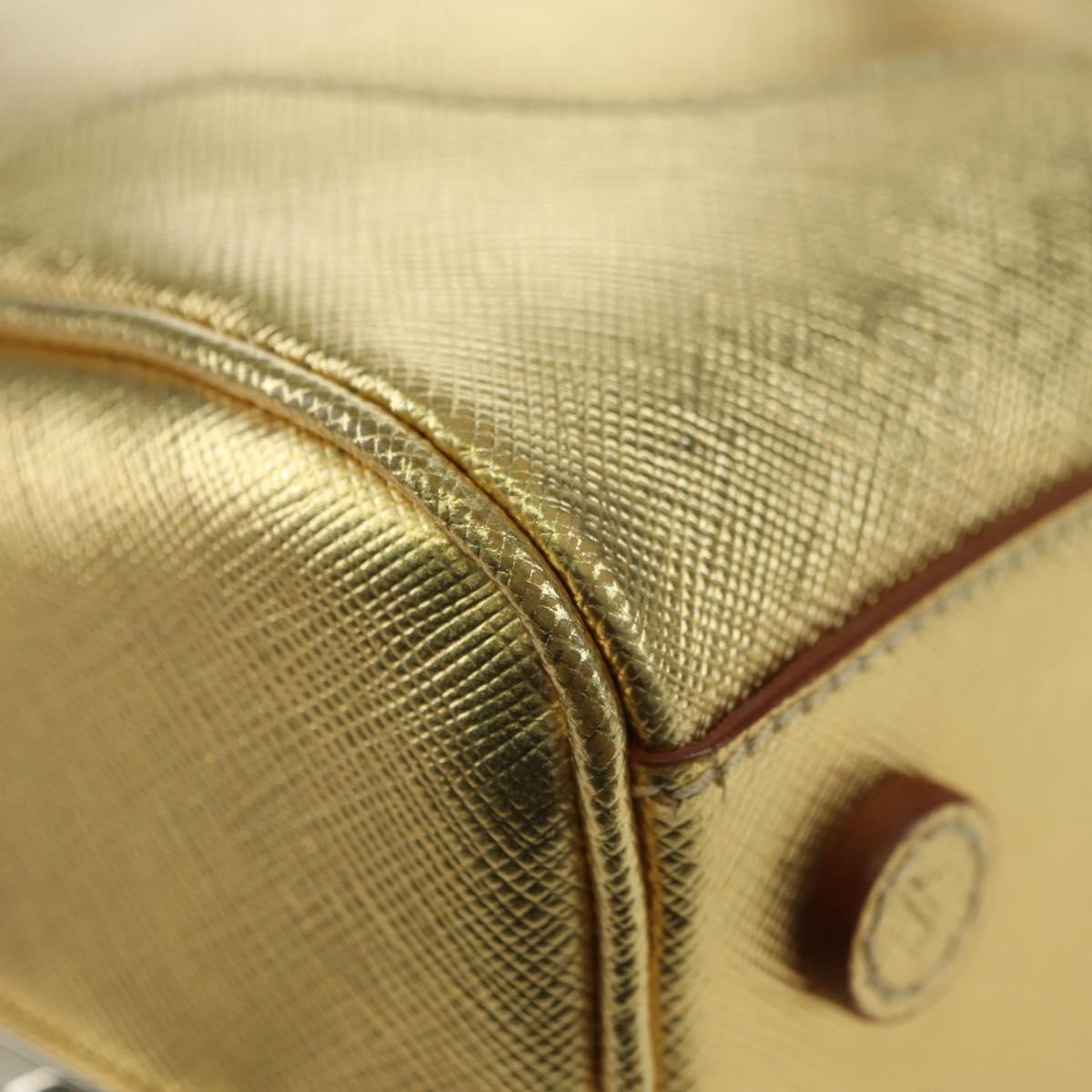 PRADA Hand Bag Safiano leather Gold Auth 179187SV