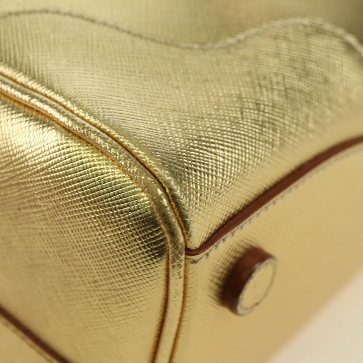 PRADA Hand Bag Safiano leather Gold Auth 179187SV