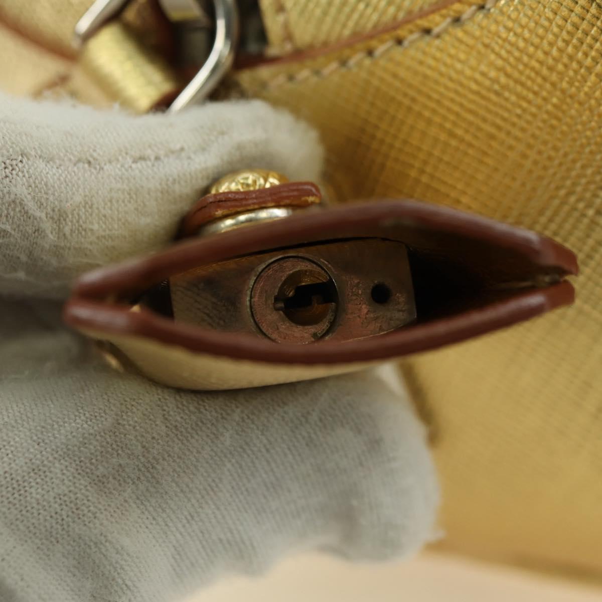 PRADA Hand Bag Safiano leather Gold Auth 179187SV