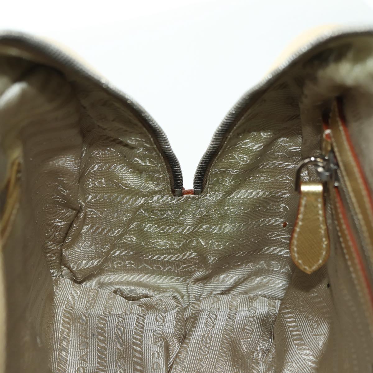 PRADA Hand Bag Safiano leather Gold Auth 179187SV