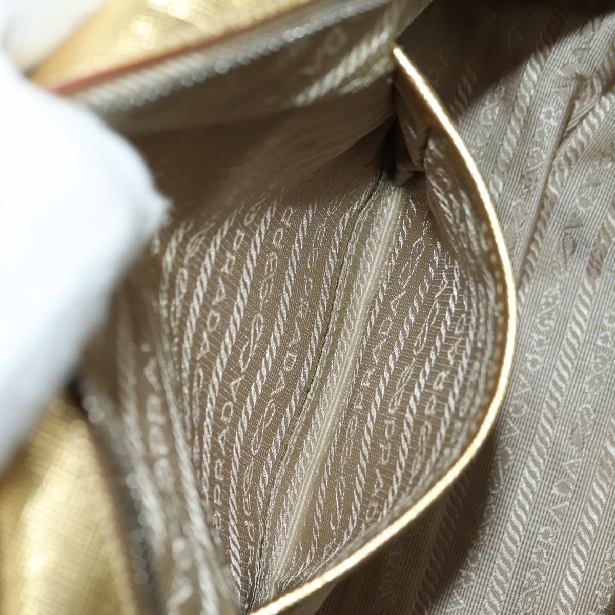 PRADA Hand Bag Safiano leather Gold Auth 179187SV
