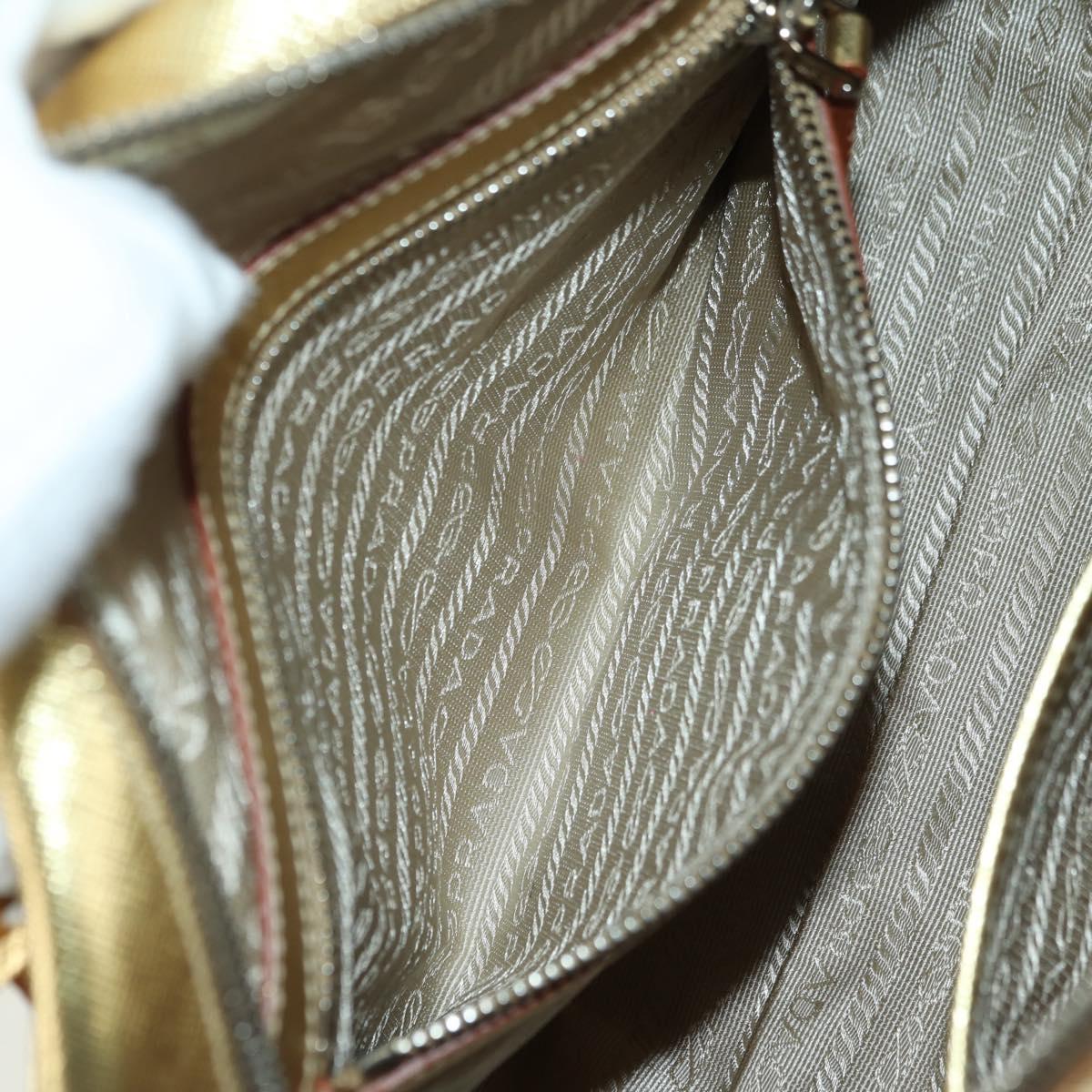 PRADA Hand Bag Safiano leather Gold Auth 179187SV