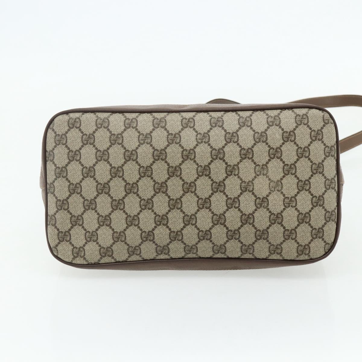 GUCCI GG Supreme Hand Bag PVC 2way Beige Gold Auth 179199