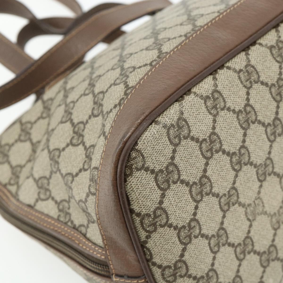 GUCCI GG Supreme Hand Bag PVC 2way Beige Gold Auth 179199