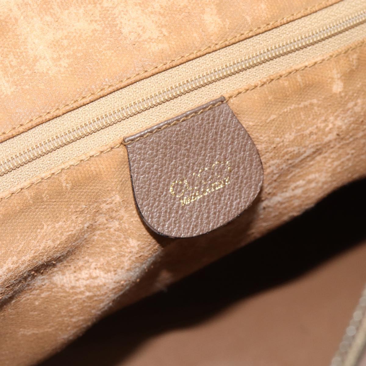 GUCCI GG Supreme Hand Bag PVC 2way Beige Gold Auth 179199