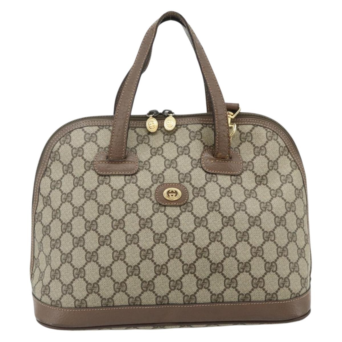 GUCCI GG Supreme Hand Bag PVC 2way Beige Gold Auth 179199
