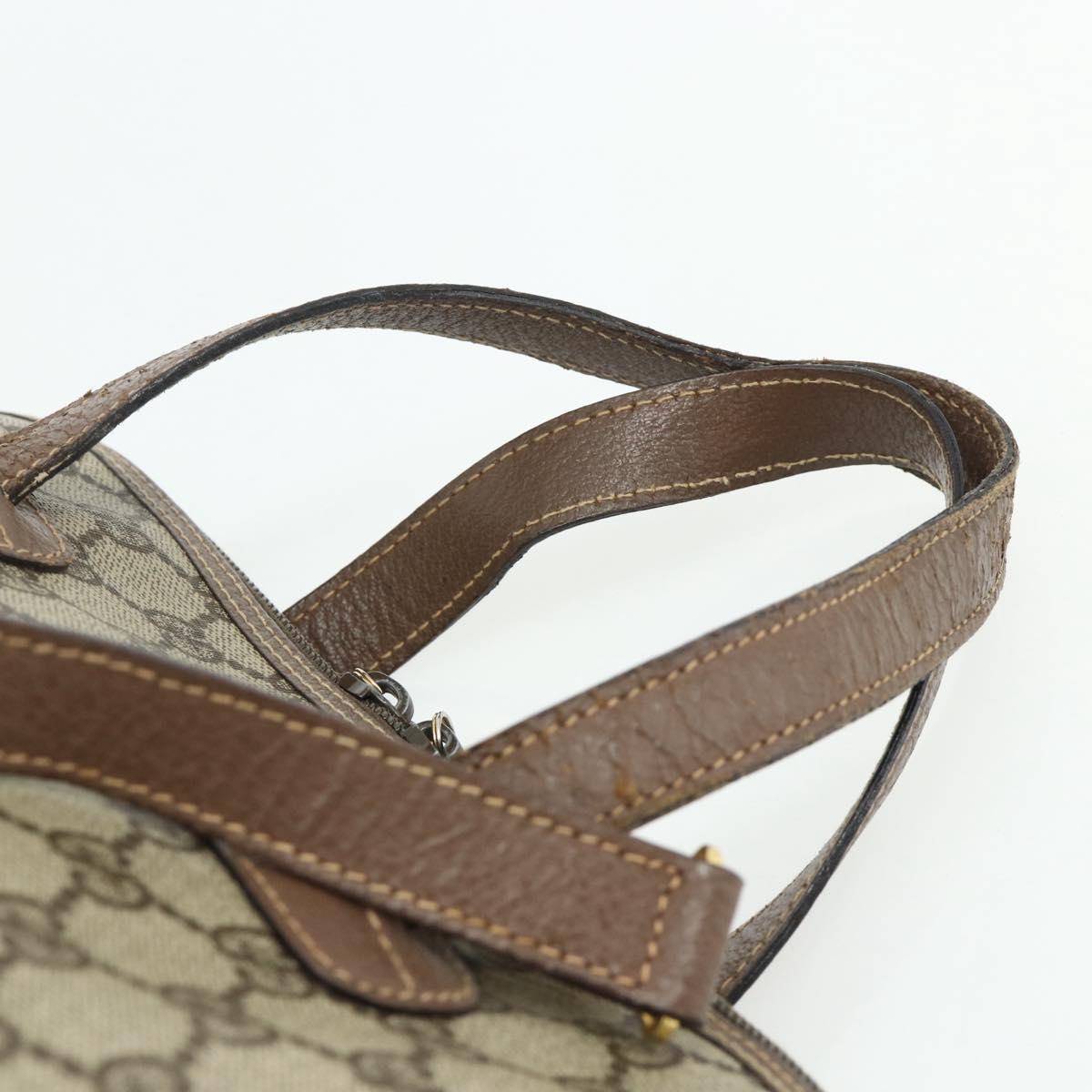 GUCCI GG Supreme Hand Bag PVC 2way Beige Gold Auth 179199