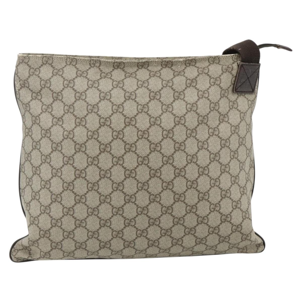 GUCCI GG Supreme Shoulder Bag PVC Leather Beige Silver 141198 Auth 179200