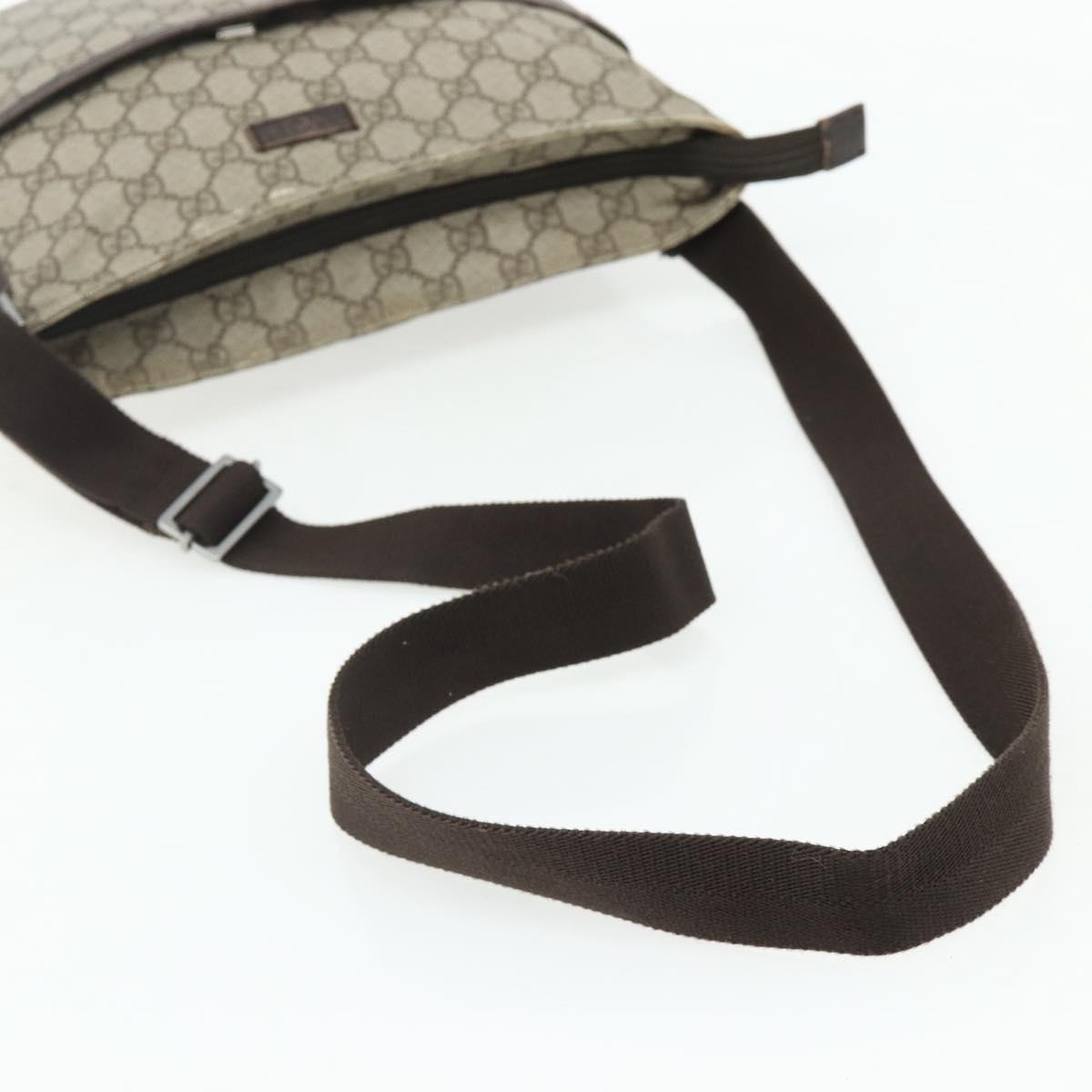 GUCCI GG Supreme Shoulder Bag PVC Leather Beige Silver 141198 Auth 179200