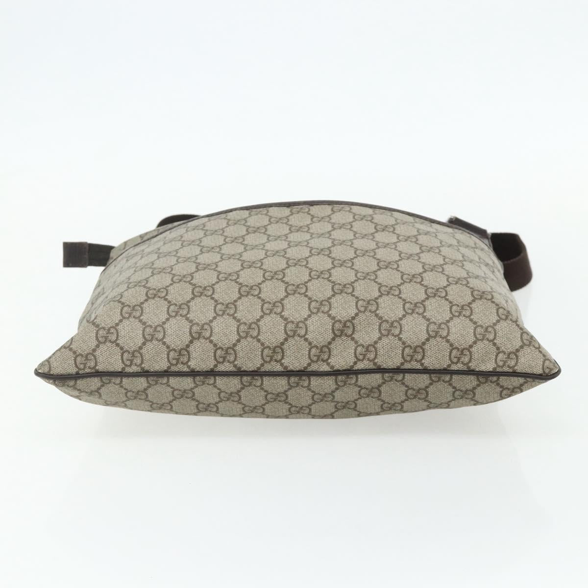 GUCCI GG Supreme Shoulder Bag PVC Leather Beige Silver 141198 Auth 179200