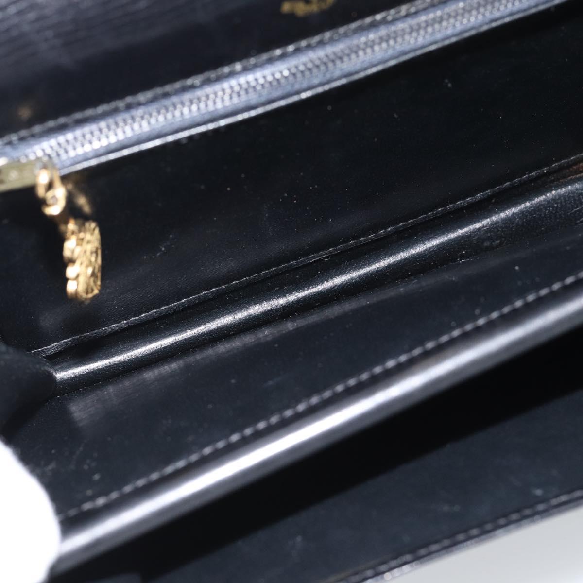 GUCCI Shoulder Bag Leather Black Gold Auth 179201A