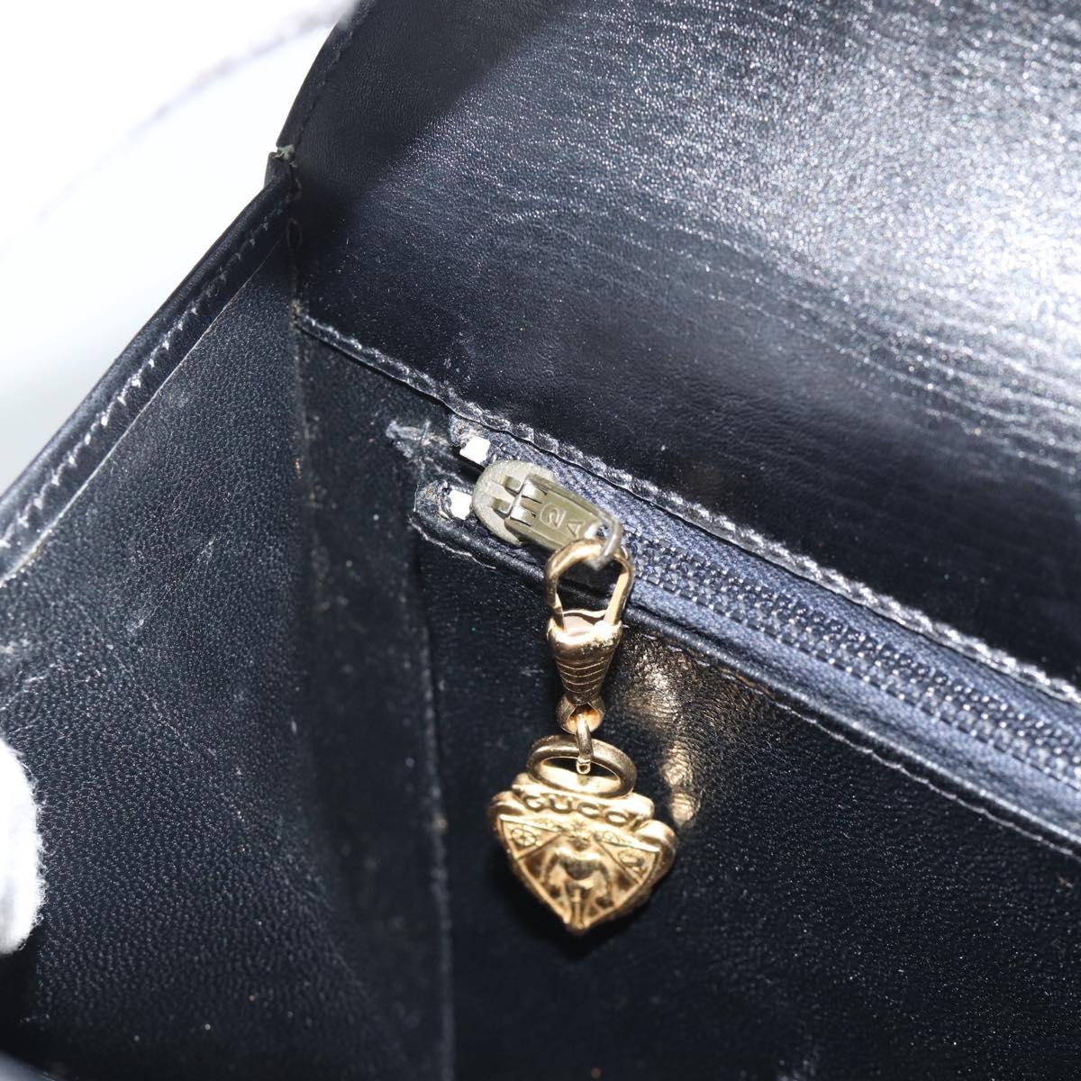 GUCCI Shoulder Bag Leather Black Gold Auth 179201A