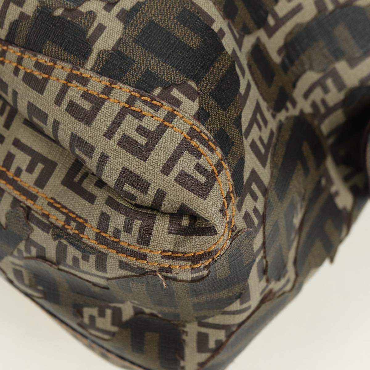 FENDI Zucca Canvas Hand Bag Beige Auth 179203SM