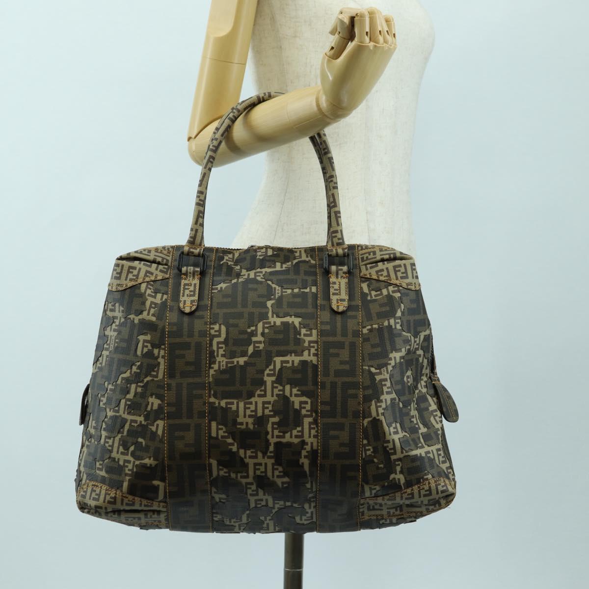 FENDI Zucca Canvas Hand Bag Beige Auth 179203SM