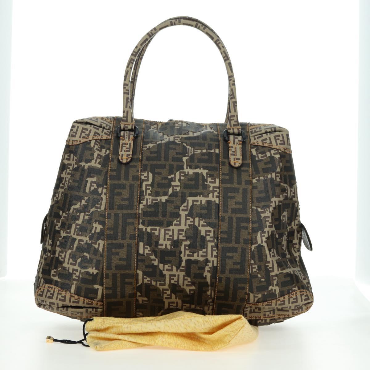FENDI Zucca Canvas Hand Bag Beige Auth 179203SM