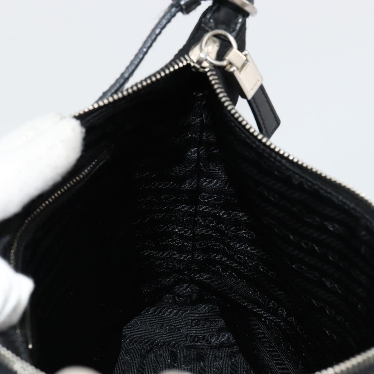 PRADA Shoulder Bag Nylon Black Silver Auth 179204A