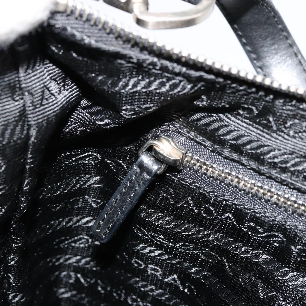 PRADA Shoulder Bag Nylon Black Silver Auth 179204A