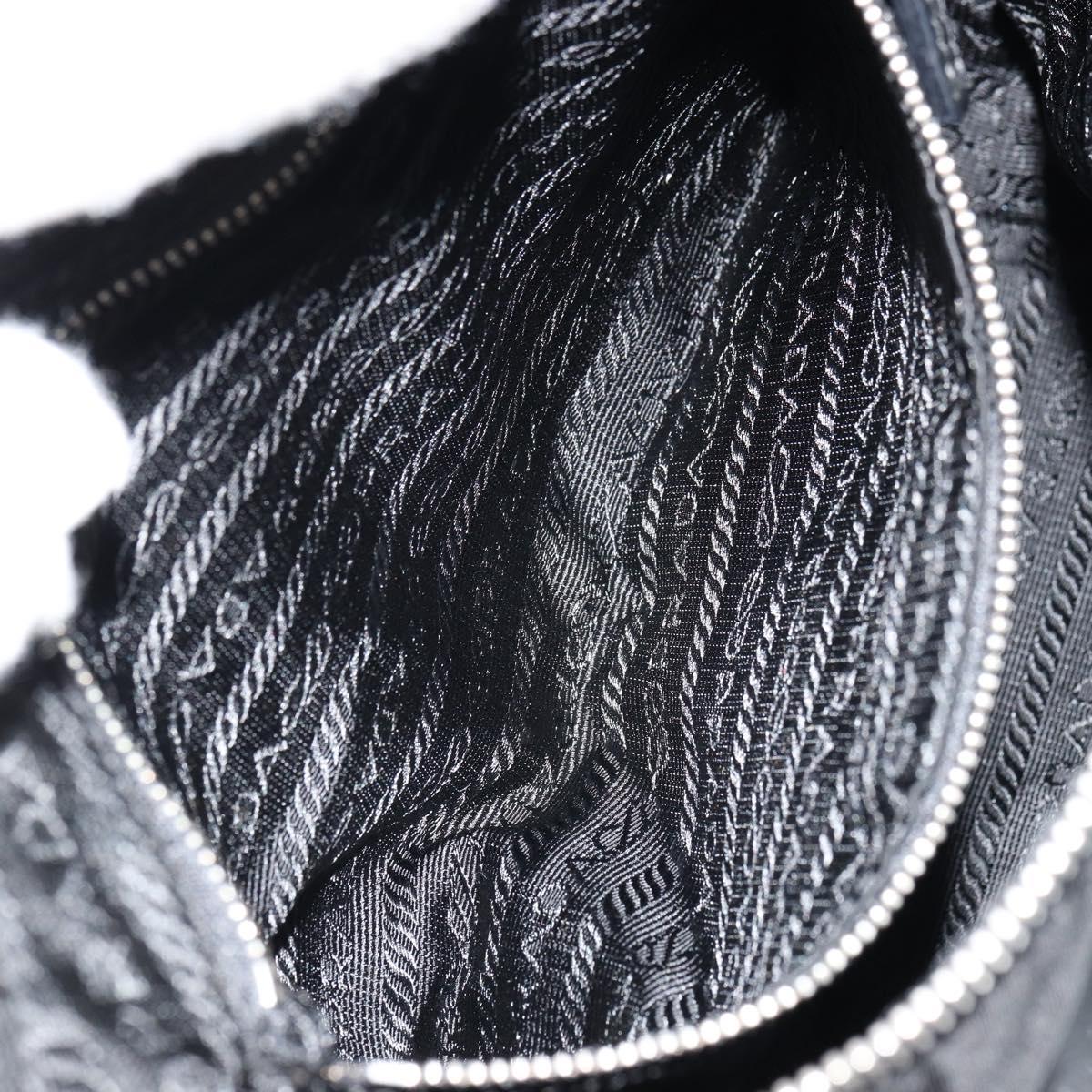 PRADA Shoulder Bag Nylon Black Silver Auth 179204A