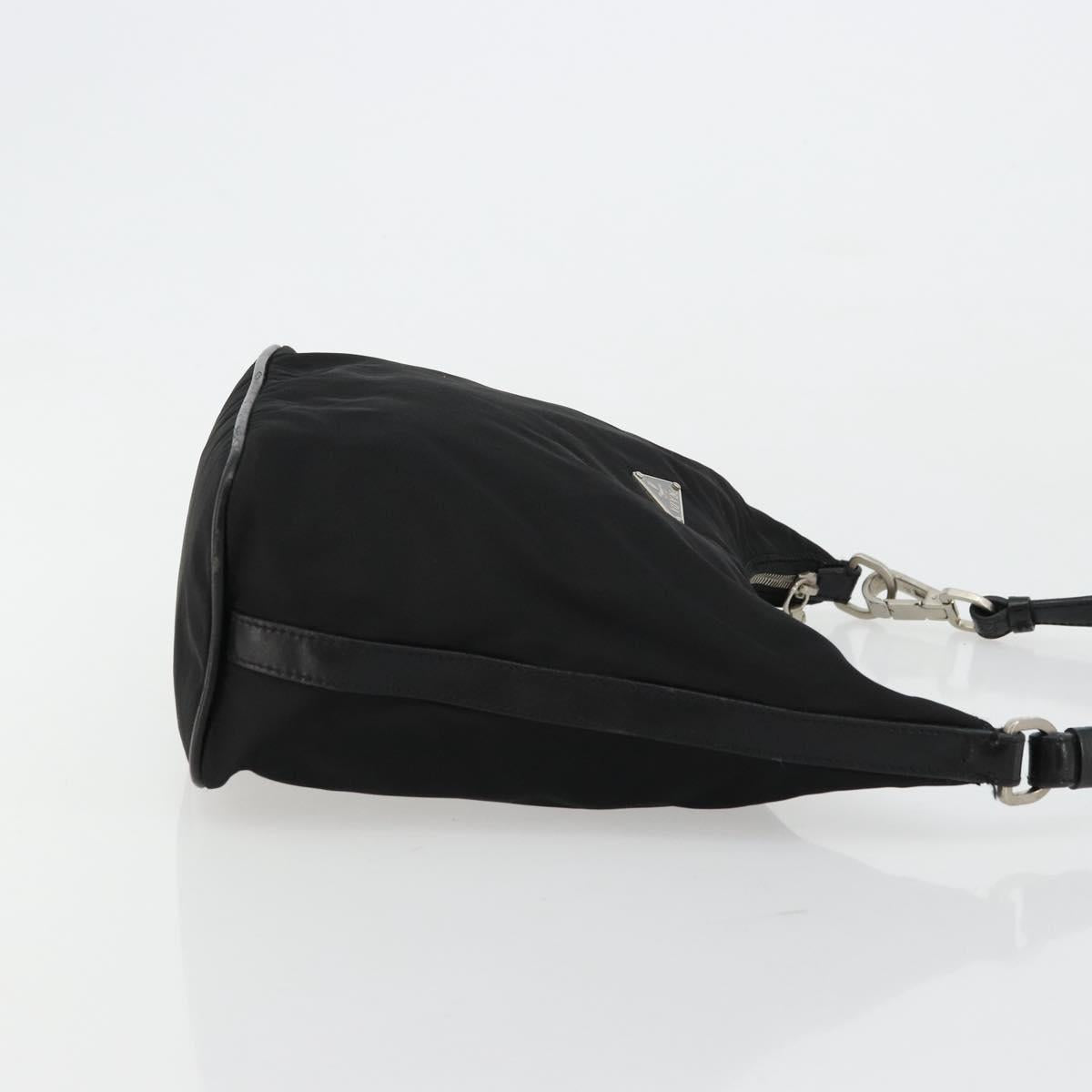 PRADA Shoulder Bag Nylon Black Silver Auth 179204A