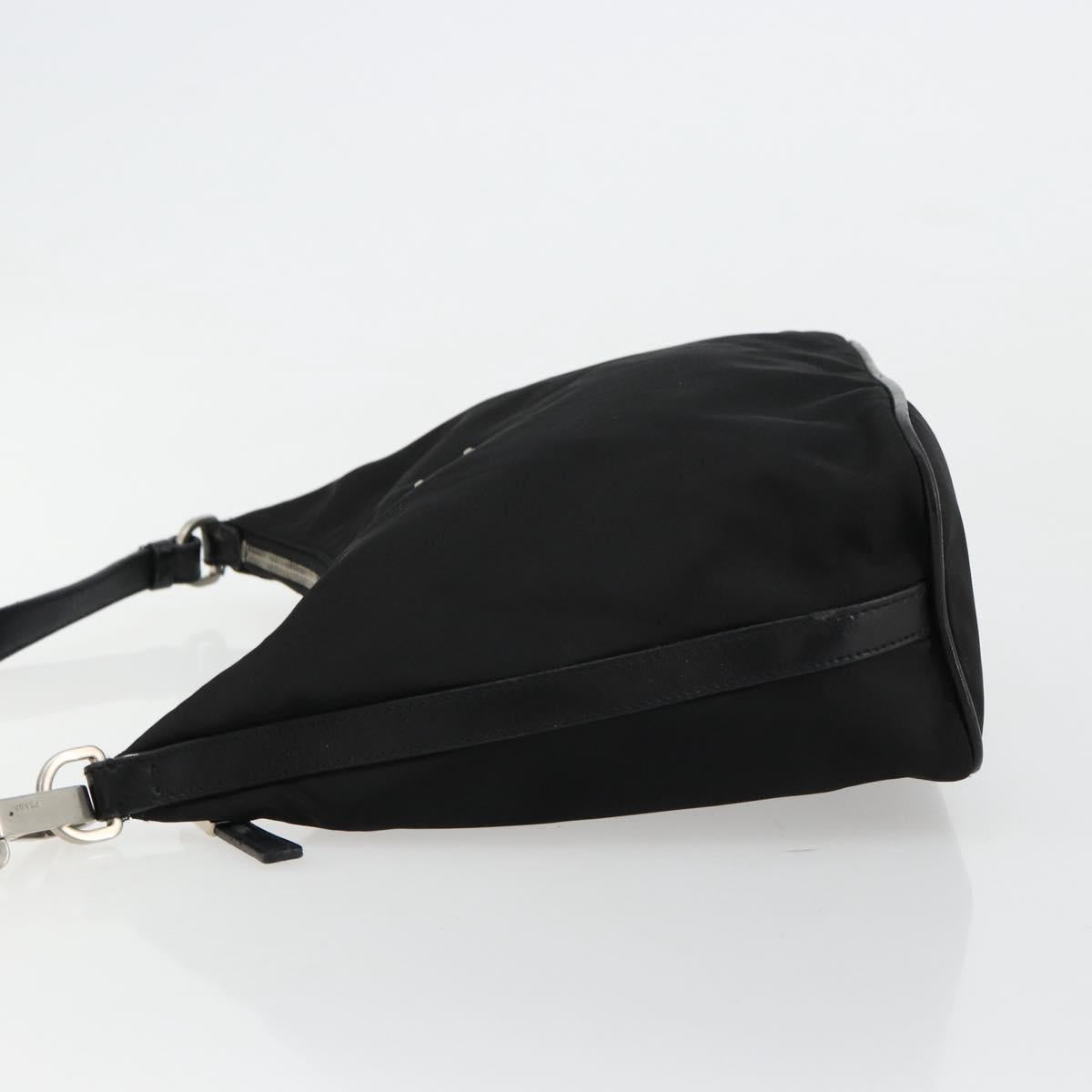 PRADA Shoulder Bag Nylon Black Silver Auth 179204A