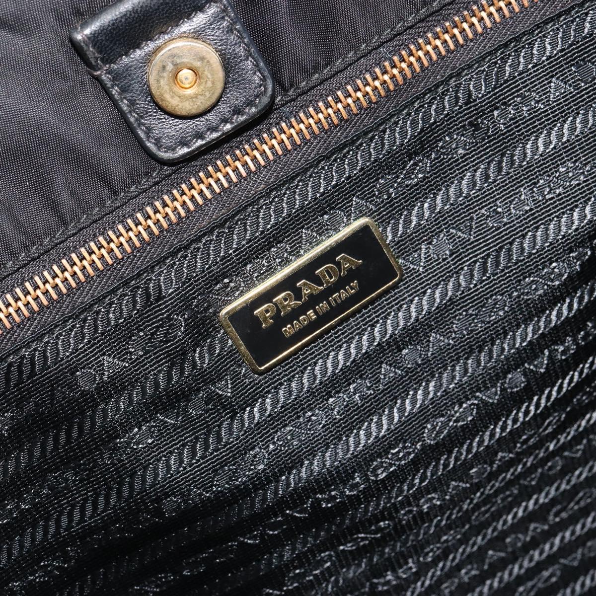 PRADA Tote Bag Nylon Black Gold Auth 179207