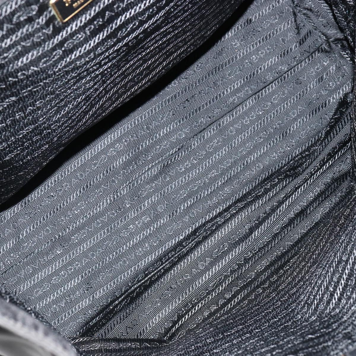 PRADA Tote Bag Nylon Black Gold Auth 179207