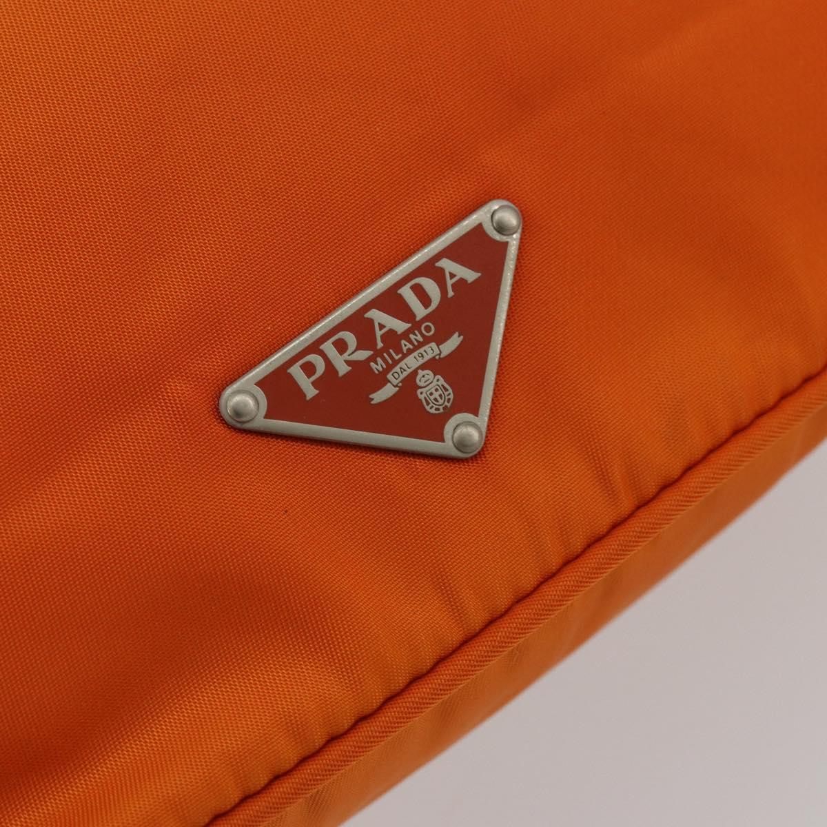 PRADA Shoulder Bag Nylon Orange Silver Auth 179208A