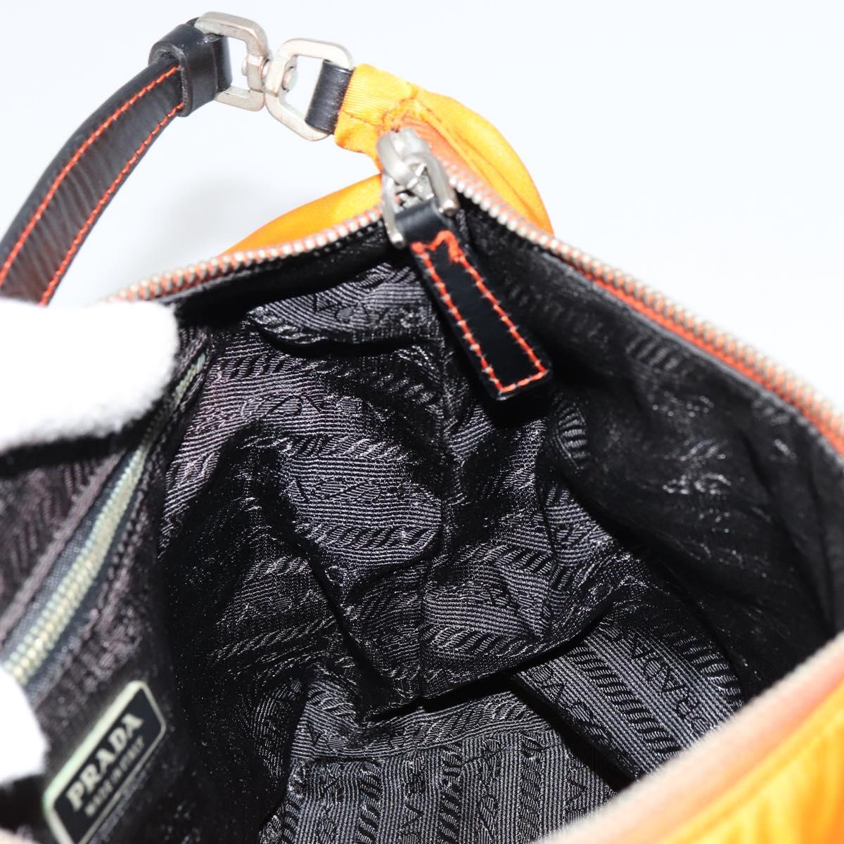 PRADA Shoulder Bag Nylon Orange Silver Auth 179208A