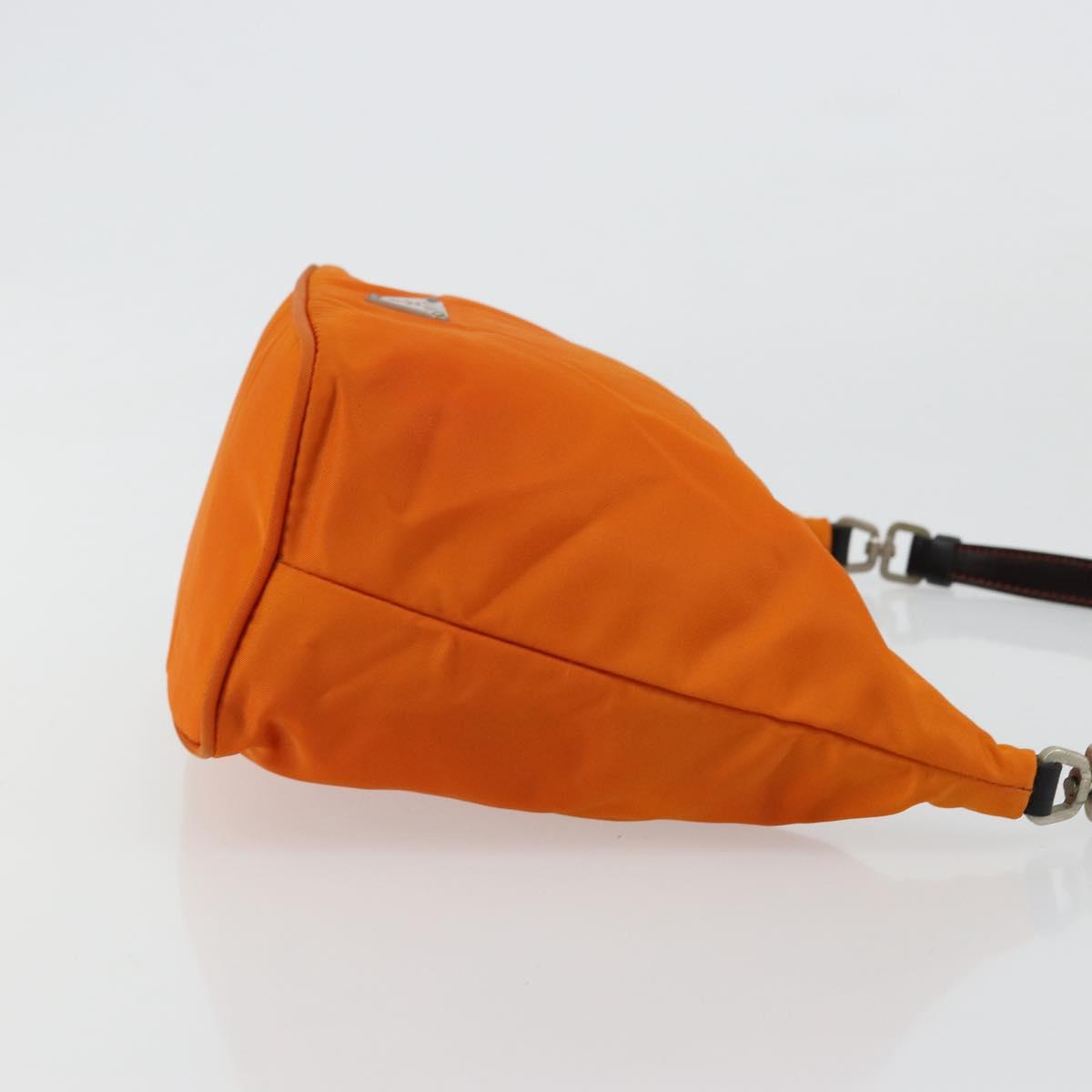 PRADA Shoulder Bag Nylon Orange Silver Auth 179208A