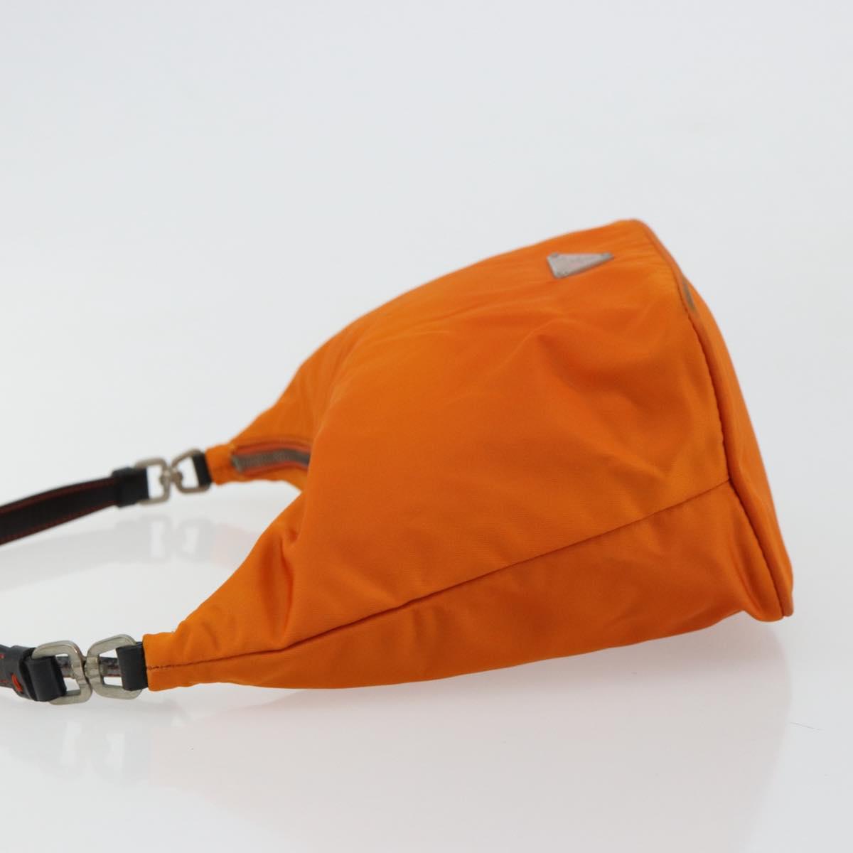 PRADA Shoulder Bag Nylon Orange Silver Auth 179208A