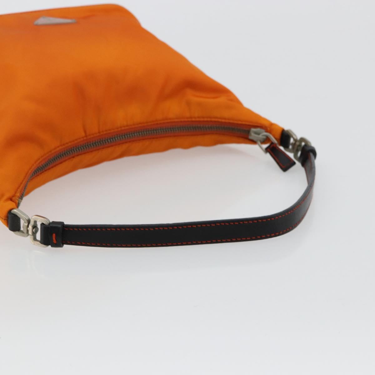 PRADA Shoulder Bag Nylon Orange Silver Auth 179208A