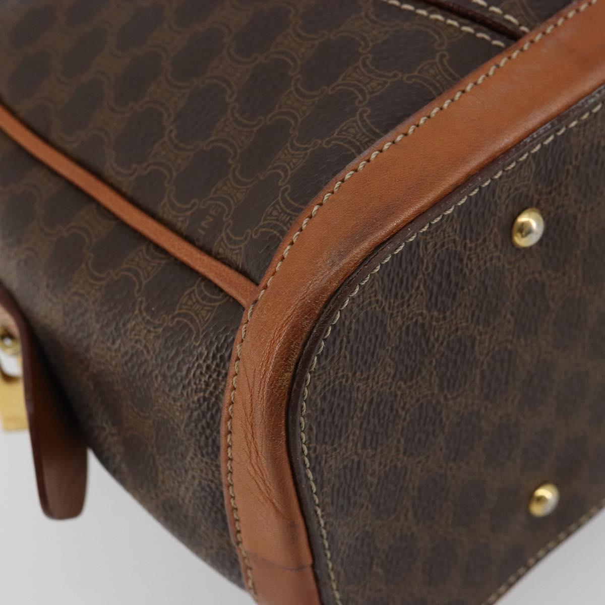 CELINE Macadam Canvas Hand Bag PVC Leather Gold Brown Auth 179210A