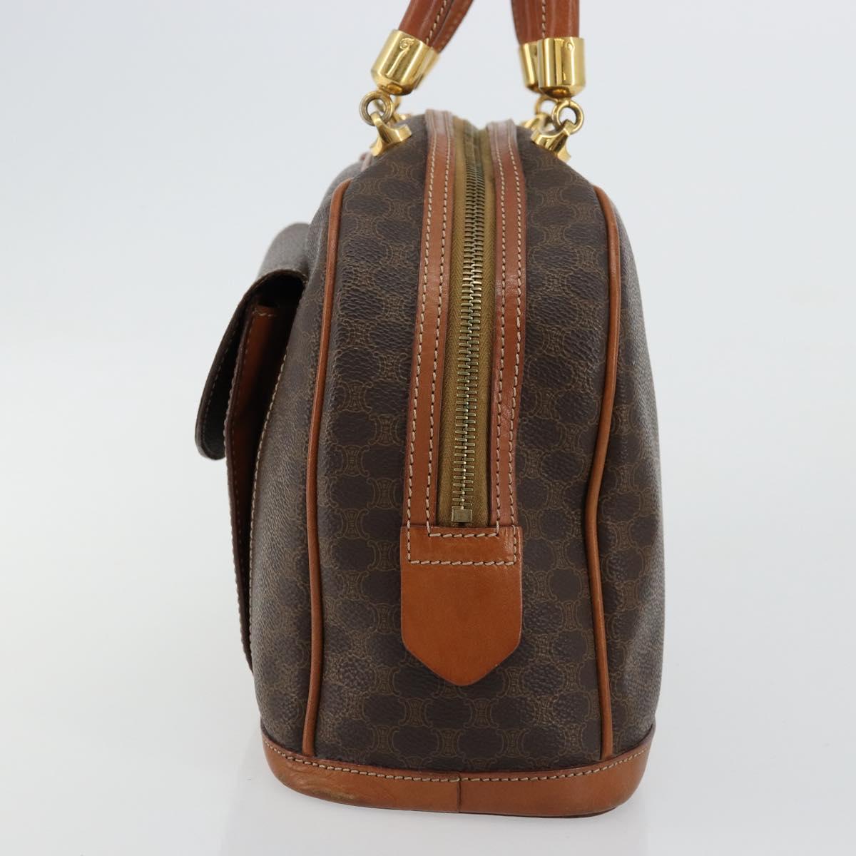 CELINE Macadam Canvas Hand Bag PVC Leather Gold Brown Auth 179210A