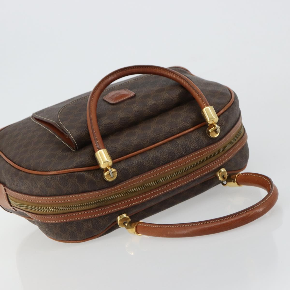 CELINE Macadam Canvas Hand Bag PVC Leather Gold Brown Auth 179210A