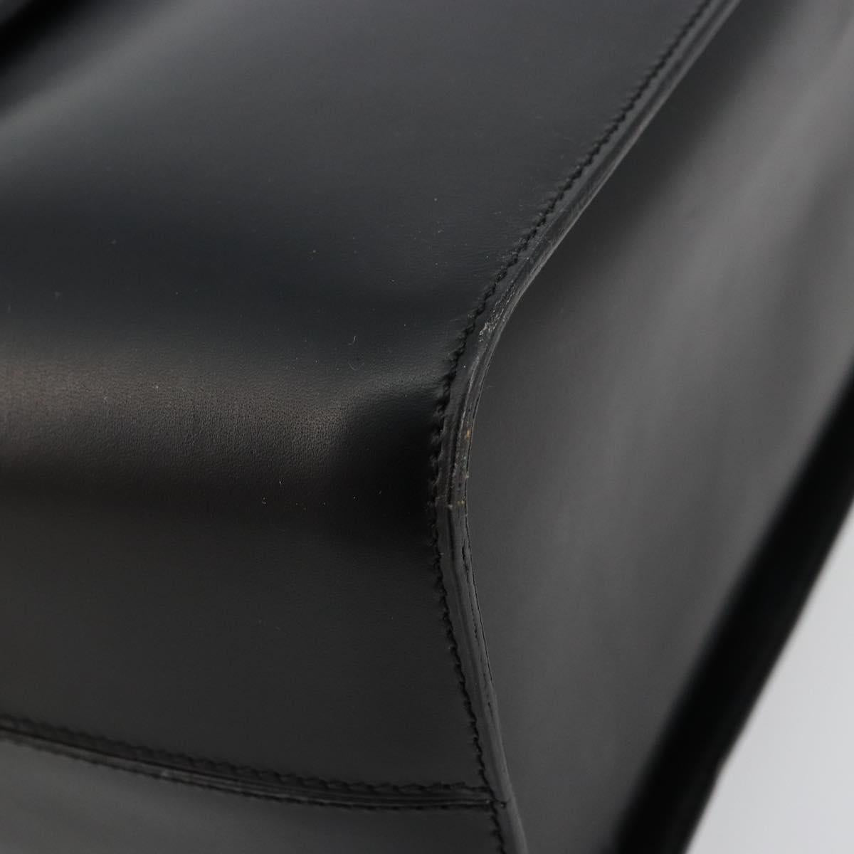 CELINE Vanity Cosmetic Pouch Leather Black Gold Auth 179213