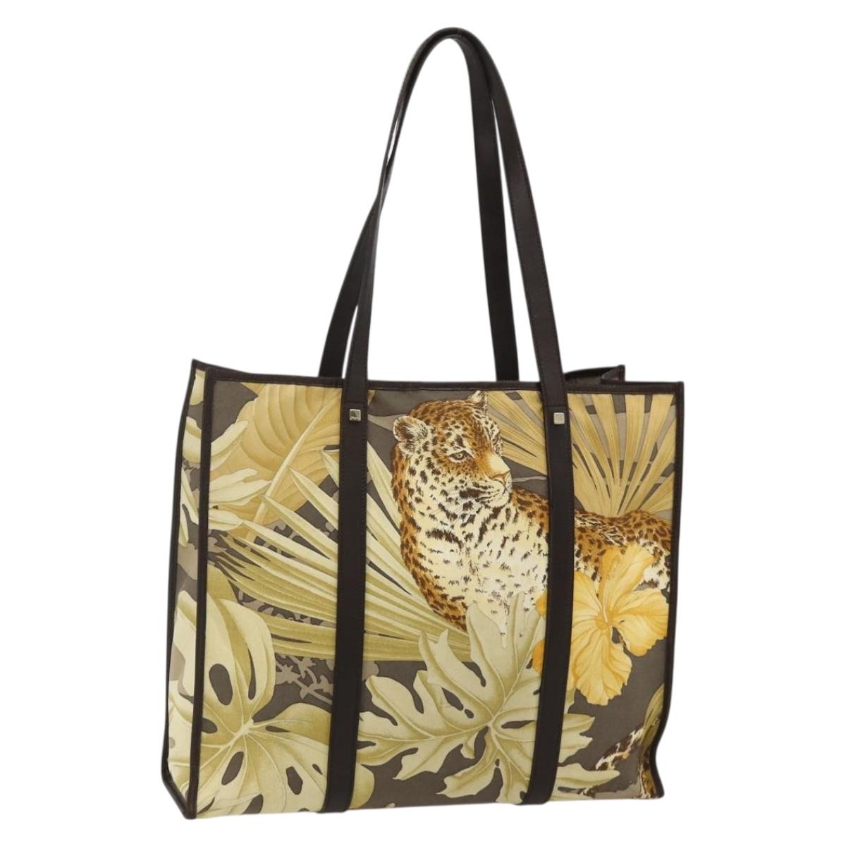 Salvatore Ferragamo Tote Bag Nylon Brown Gold Auth 179217A