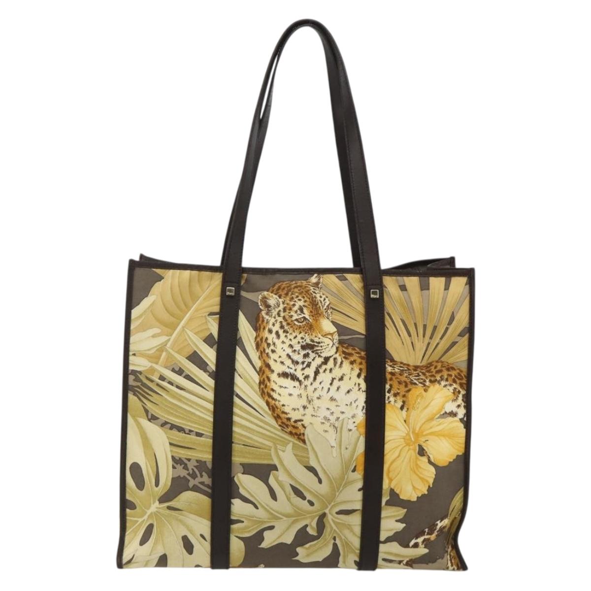 Salvatore Ferragamo Tote Bag Nylon Brown Gold Auth 179217A