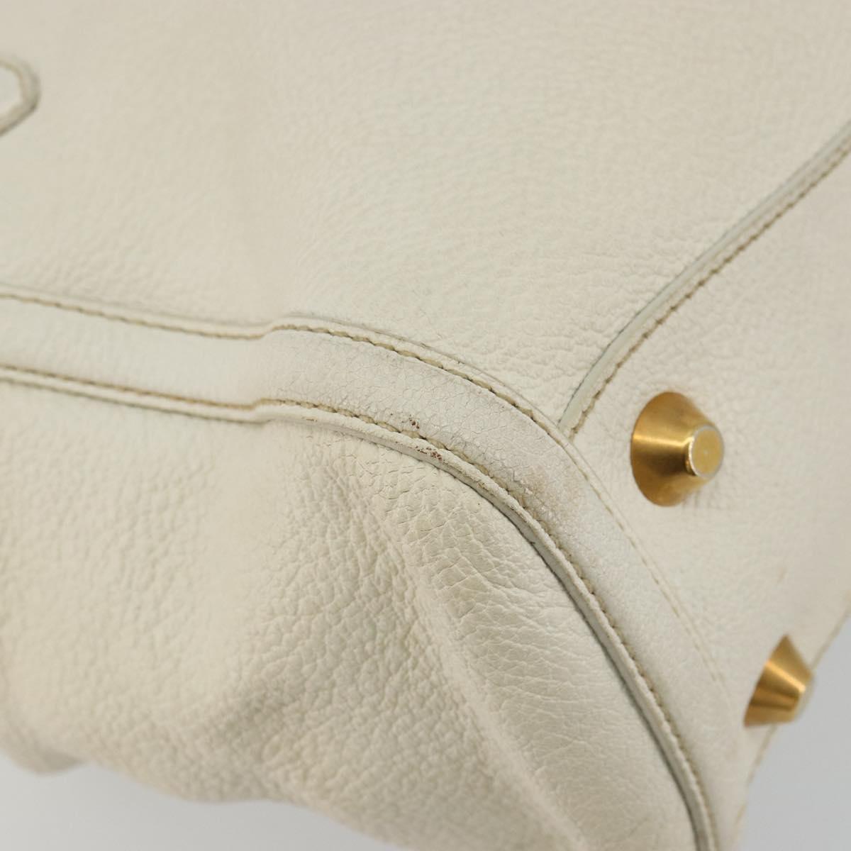Miu Miu Tote Bag Leather White Gold Auth 179220A