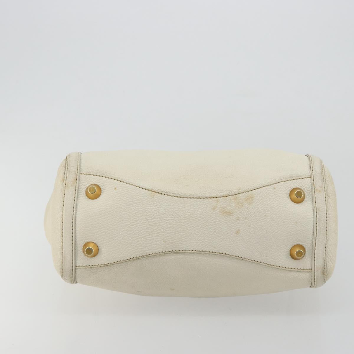 Miu Miu Tote Bag Leather White Gold Auth 179220A