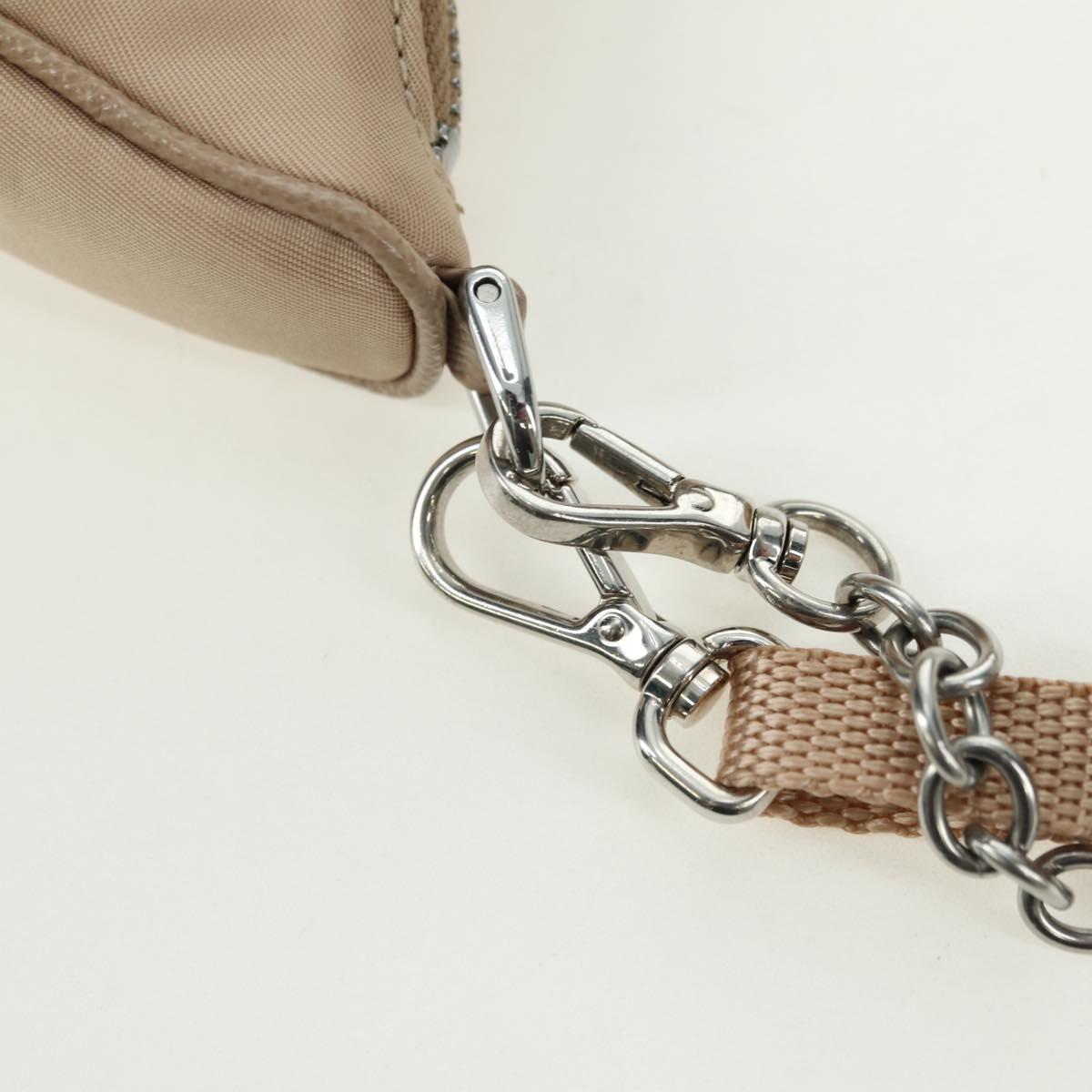PRADA Shoulder Bag Nylon 2way Beige Silver Auth 179223M