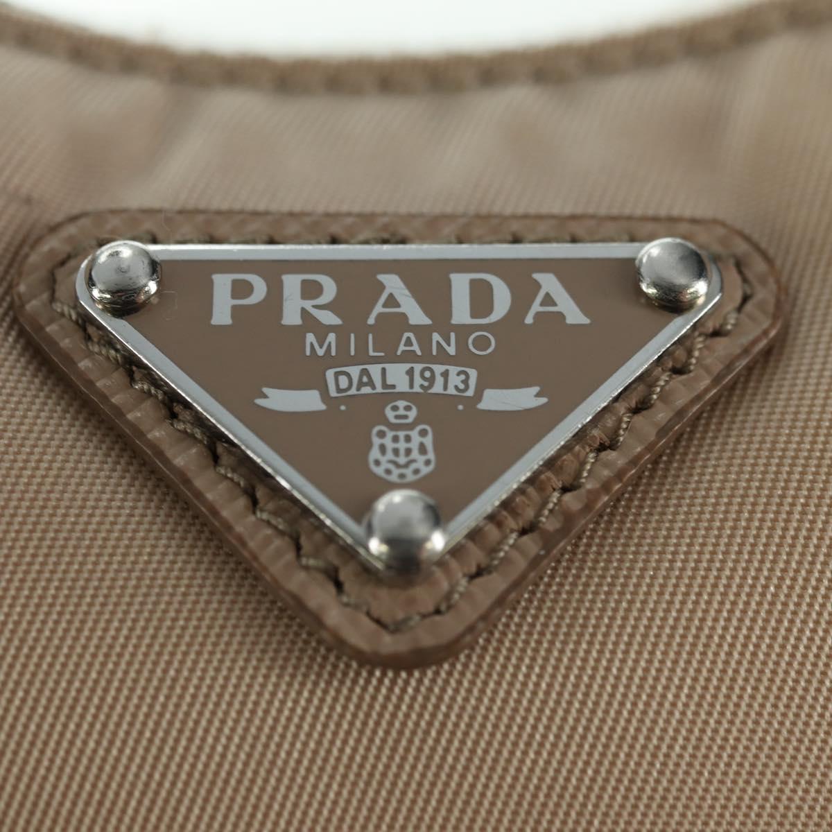 PRADA Shoulder Bag Nylon 2way Beige Silver Auth 179223M