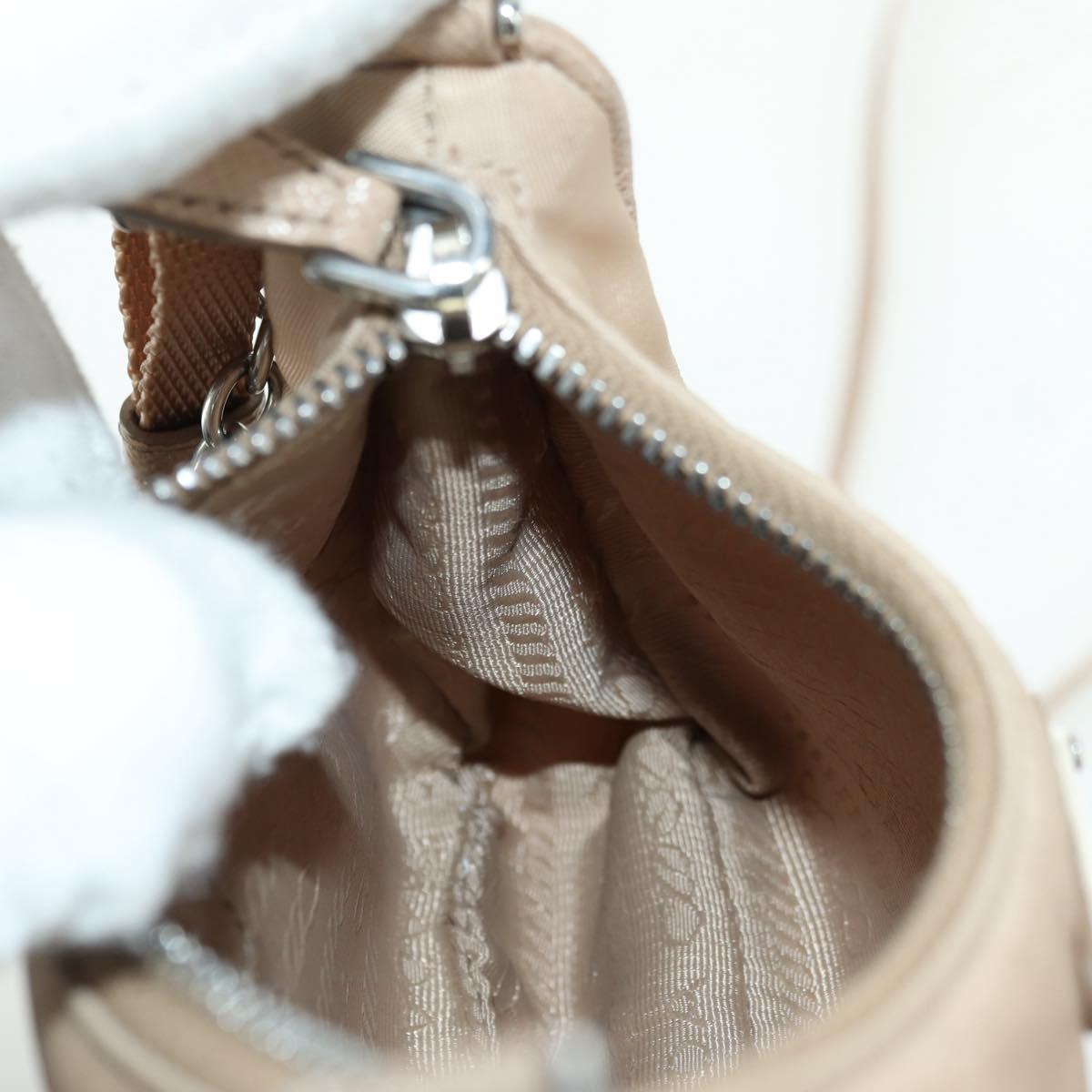 PRADA Shoulder Bag Nylon 2way Beige Silver Auth 179223M