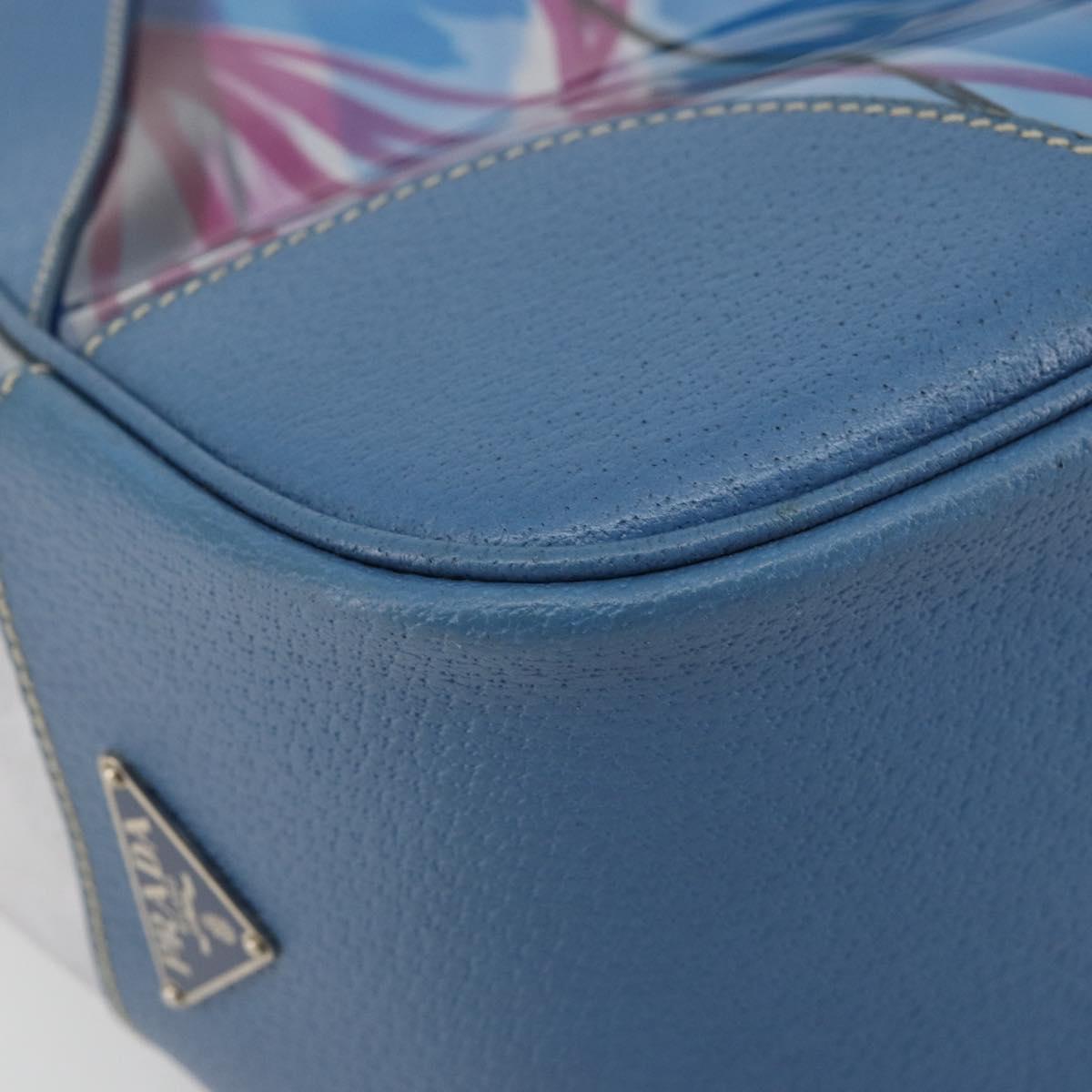 PRADA Hand Bag Vinyl Clear Blue Auth 179224A