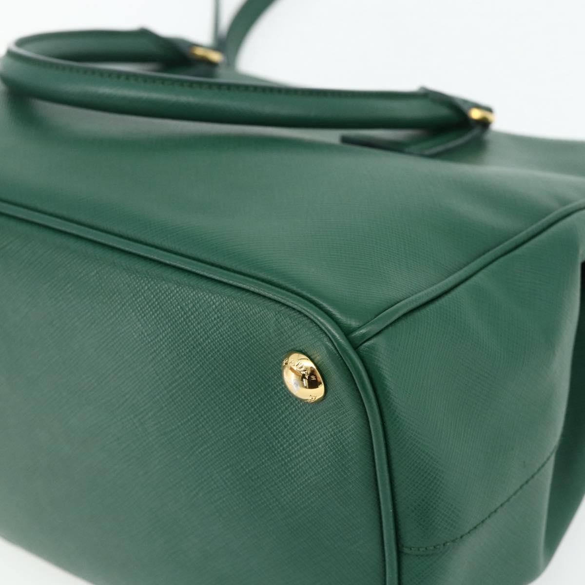 PRADA Hand Bag Safiano leather 2way Green Gold Auth 179225A