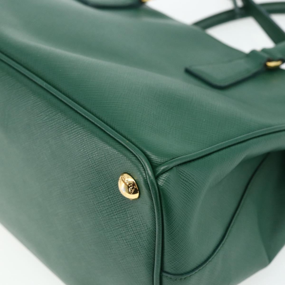PRADA Hand Bag Safiano leather 2way Green Gold Auth 179225A