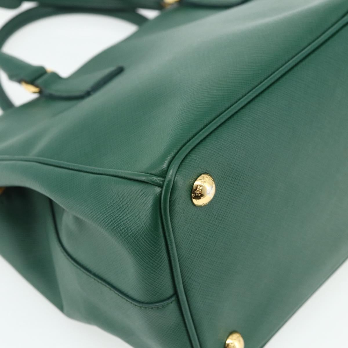 PRADA Hand Bag Safiano leather 2way Green Gold Auth 179225A