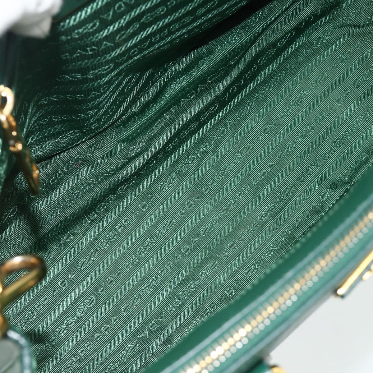 PRADA Hand Bag Safiano leather 2way Green Gold Auth 179225A
