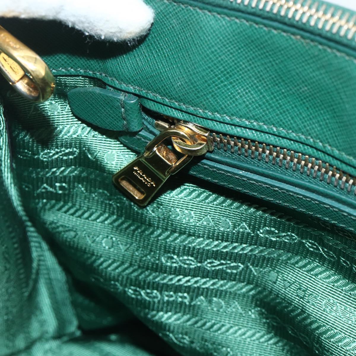 PRADA Hand Bag Safiano leather 2way Green Gold Auth 179225A