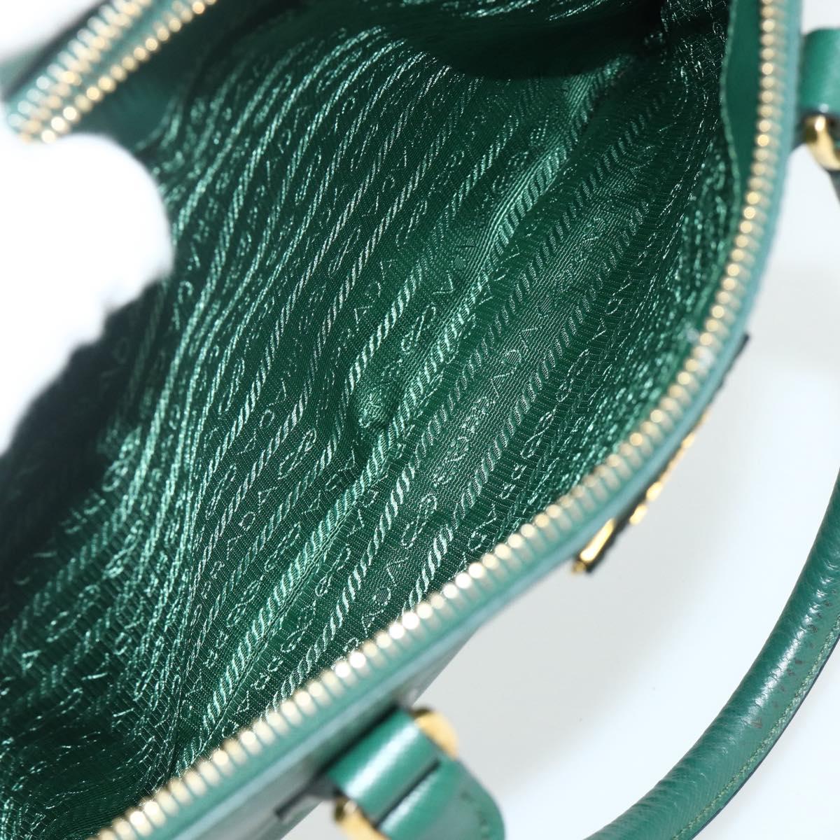 PRADA Hand Bag Safiano leather 2way Green Gold Auth 179225A