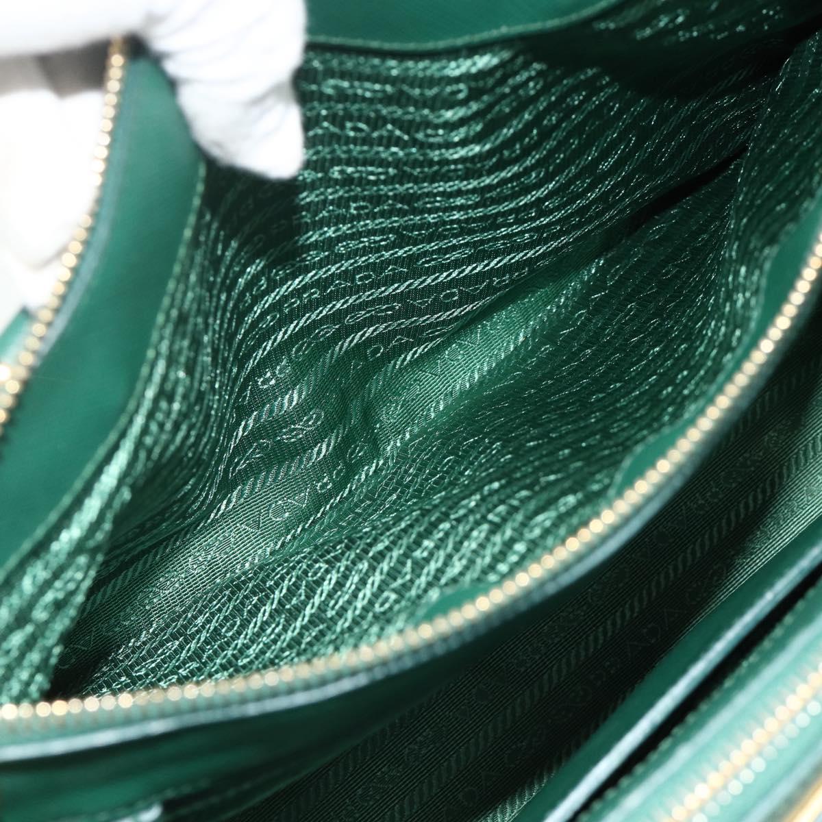PRADA Hand Bag Safiano leather 2way Green Gold Auth 179225A